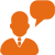 Silhouette of person with speech bubble icon