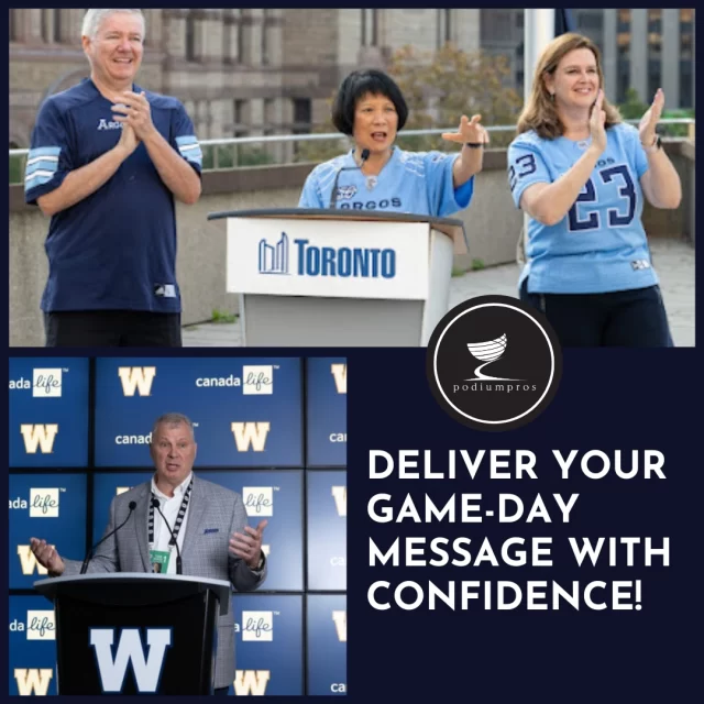 🏈 Big game, bigger speeches! The Argos and Bombers trusted Podium Pros to deliver their Grey Cup messages with confidence.  Check out our website to see how our podiums can elevate your presentations, too:
https://www.podiumpros.com/industries/lecterns-for-sports-teams/  #GreyCup #PodiumPros #PublicSpeaking #PresentationSkills #MadeInCanada